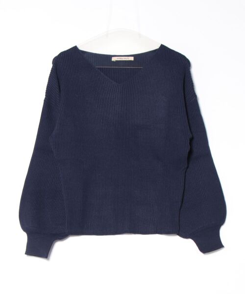 MARBLE WALTS（マーブルワルツ）の「【ストレッチ マシンウォッシャブル】MARBLE WALTS Vネック リブニットプルオーバー（ニット/セーター・レディース・ホワイト/ネイビー・MEDIUM）」の17枚目の写真
