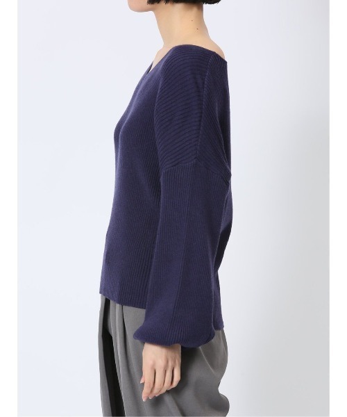 MARBLE WALTS（マーブルワルツ）の「【ストレッチ マシンウォッシャブル】MARBLE WALTS Vネック リブニットプルオーバー（ニット/セーター・レディース・ホワイト/ネイビー・MEDIUM）」の21枚目の写真