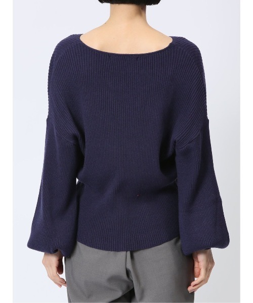 MARBLE WALTS（マーブルワルツ）の「【ストレッチ マシンウォッシャブル】MARBLE WALTS Vネック リブニットプルオーバー（ニット/セーター・レディース・ホワイト/ネイビー・MEDIUM）」の22枚目の写真