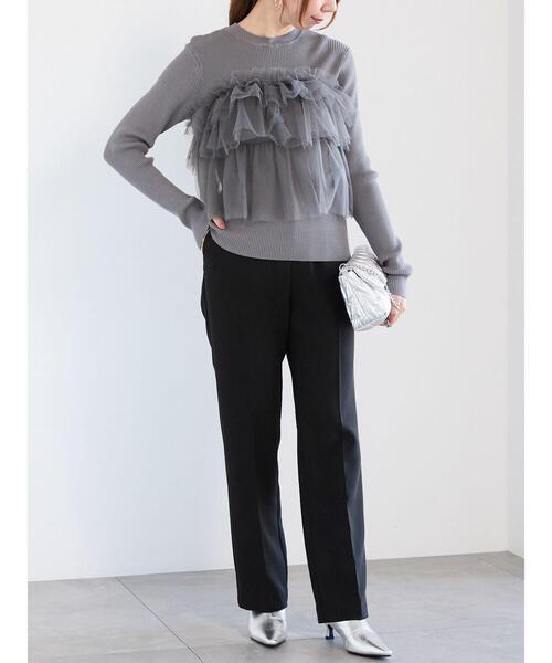 【セール】ダブルクロスセミフレアパンツ(セットアップ可)(その他パンツ)|Te chichi(テチチ) 【セール】ダブルクロスセミフレアパンツ(セットアップ可)(その他パンツ)|Te chichi(テチチ)