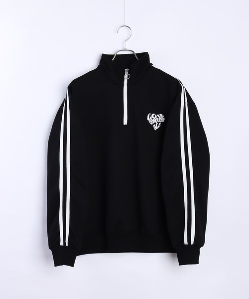 WESTSEA(ウエストシー)の「裏起毛 ハートモチーフ 発泡プリント スウェット ハーフジップ サイドライン付(スウェット・メンズ・スモークピンク/ブラック/アッシュグレー・M/L)」の8枚目の写真