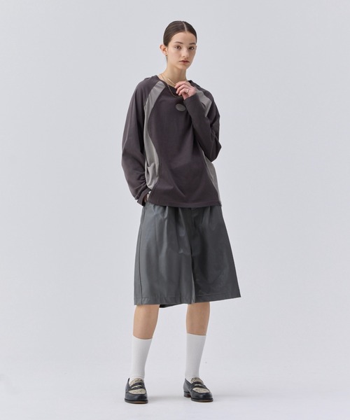 soerte(ソエルテ)の「Mesh panel long sleeve tee / メッシュ切り替えロングスリーブT(Tシャツ/カットソー・メンズ・グレー/ベージュ/ブラウン・1/2/3)」の8枚目の写真