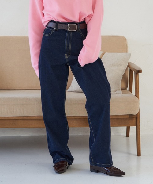 Remind me and forever(リマインドミーアンドフォーエバー)の「デニムストレートパンツ(デニムパンツ・レディース・ブラック/インディゴブルー/ブルー・MEDIUM)」の15枚目の写真