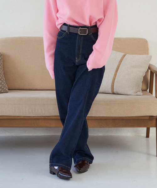 Remind me and forever(リマインドミーアンドフォーエバー)の「デニムストレートパンツ(デニムパンツ・レディース・ブラック/インディゴブルー/ブルー・MEDIUM)」の13枚目の写真