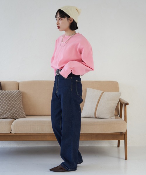 Remind me and forever(リマインドミーアンドフォーエバー)の「デニムストレートパンツ(デニムパンツ・レディース・ブラック/インディゴブルー/ブルー・MEDIUM)」の12枚目の写真