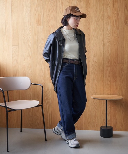 Remind me and forever(リマインドミーアンドフォーエバー)の「デニムストレートパンツ(デニムパンツ・レディース・ブラック/インディゴブルー/ブルー・MEDIUM)」の11枚目の写真
