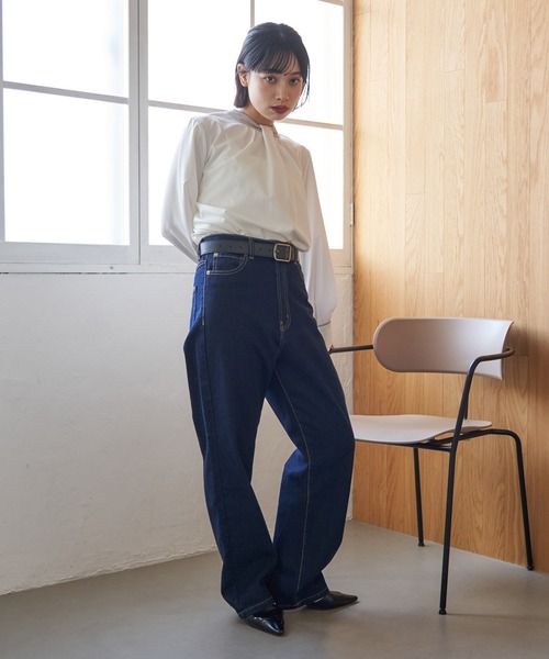 Remind me and forever(リマインドミーアンドフォーエバー)の「デニムストレートパンツ(デニムパンツ・レディース・ブラック/インディゴブルー/ブルー・MEDIUM)」の9枚目の写真