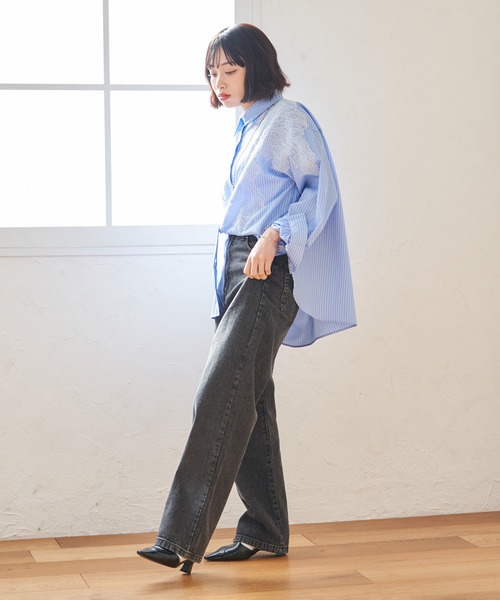 Remind me and forever(リマインドミーアンドフォーエバー)の「デニムストレートパンツ(デニムパンツ・レディース・ブラック/インディゴブルー/ブルー・MEDIUM)」の5枚目の写真