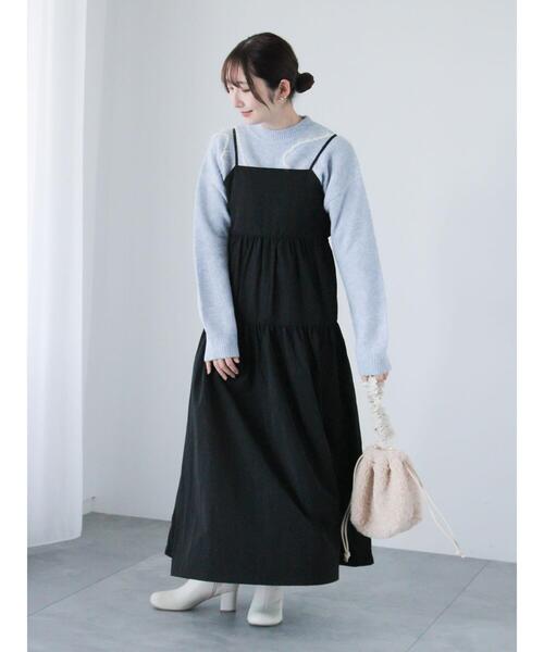 Te chichi TERRASSE(テチチテラス)の「2WAYバルーンティアードキャミワンピース(ワンピース・レディース・カーキ/ブラック/ベージュ・F)」の16枚目の写真