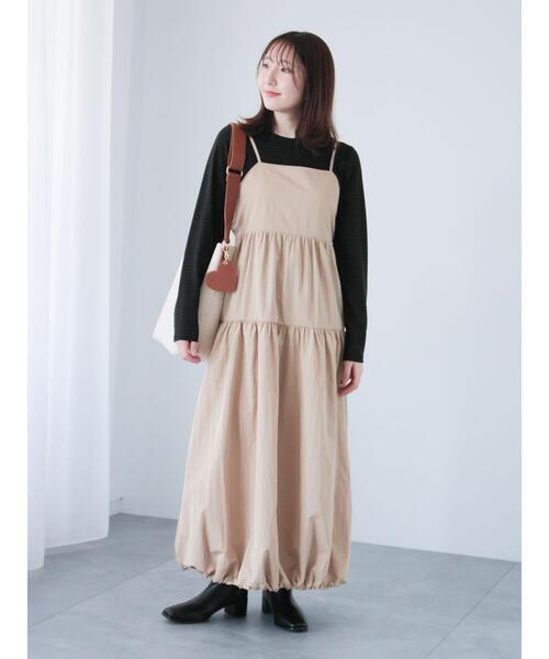 Te chichi TERRASSE(テチチテラス)の「2WAYバルーンティアードキャミワンピース(ワンピース・レディース・カーキ/ブラック/ベージュ・F)」の14枚目の写真
