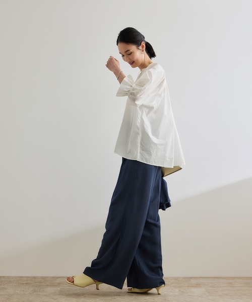 ROPE'(ロペ)の「【洗える】タイプライターハーフスリーブブラウス/お仕事・通勤対応(シャツ/ブラウス・レディース・ホワイト/ホワイト系その他/ブルー・FREE)」の15枚目の写真