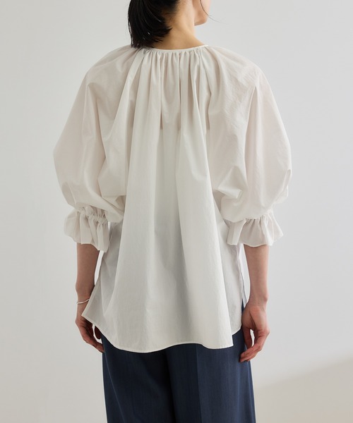 ROPE'(ロペ)の「【洗える】タイプライターハーフスリーブブラウス/お仕事・通勤対応(シャツ/ブラウス・レディース・ホワイト/ホワイト系その他/ブルー・FREE)」の22枚目の写真