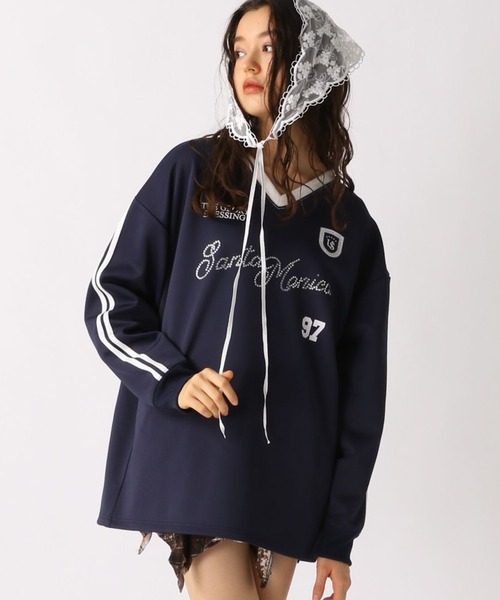 FOREVER 21(フォーエバー トゥエンティーワン)の「【2025SS】ロゴゲームシャツ(Tシャツ/カットソー・レディース・ピンク/ブルー/ネイビー・FREE)」の1枚目の写真
