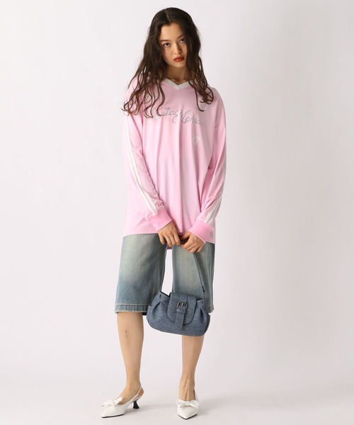 FOREVER 21(フォーエバー トゥエンティーワン)の「【2025SS】ロゴゲームシャツ(Tシャツ/カットソー・レディース・ピンク/ブルー/ネイビー・FREE)」の4枚目の写真