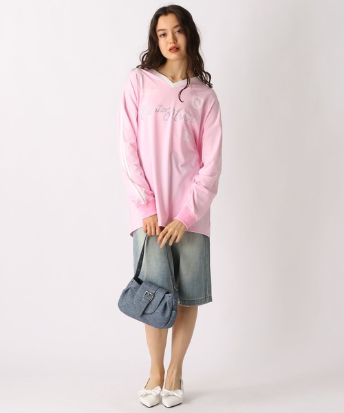 FOREVER 21(フォーエバー トゥエンティーワン)の「【2025SS】ロゴゲームシャツ(Tシャツ/カットソー・レディース・ピンク/ブルー/ネイビー・FREE)」の5枚目の写真