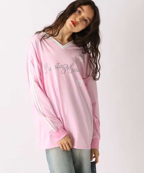 FOREVER 21(フォーエバー トゥエンティーワン)の「【2025SS】ロゴゲームシャツ(Tシャツ/カットソー・レディース・ピンク/ブルー/ネイビー・FREE)」の8枚目の写真