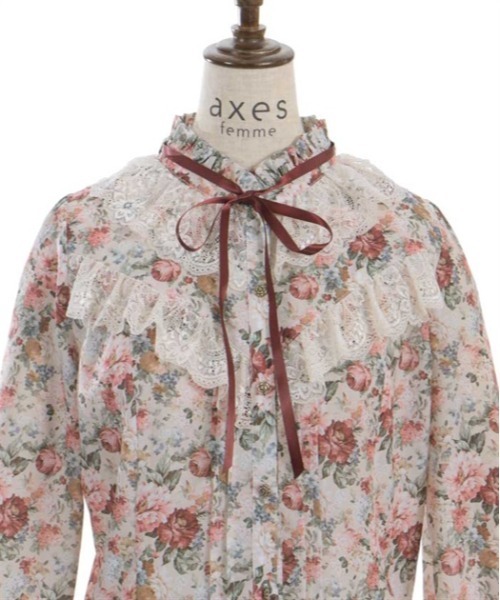 axes femme(アクシーズファム)の「フラワーガーデン柄ブラウス(シャツ/ブラウス・レディース・ブラック/キナリ/ミント・FREE)」の18枚目の写真
