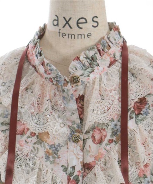 axes femme(アクシーズファム)の「フラワーガーデン柄ブラウス(シャツ/ブラウス・レディース・ブラック/キナリ/ミント・FREE)」の21枚目の写真