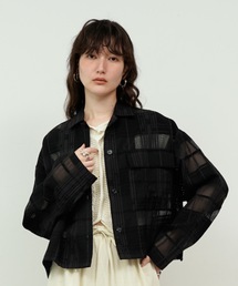 See-through check cropped shirt / シースルーチェッククロップドシャツ
