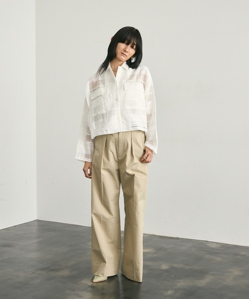 Lutim by u(ルチバイユー)の「See-through check cropped shirt / シースルーチェッククロップドシャツ(シャツ/ブラウス・レディース・ホワイト/ブラック・FREE)」の3枚目の写真