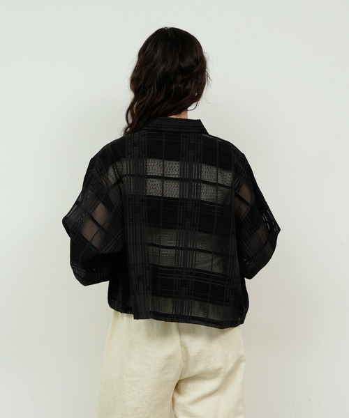 Lutim by u(ルチバイユー)の「See-through check cropped shirt / シースルーチェッククロップドシャツ(シャツ/ブラウス・レディース・ホワイト/ブラック・FREE)」の14枚目の写真