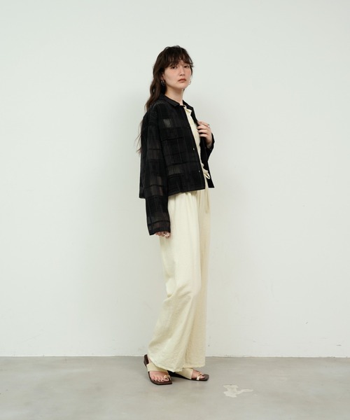 Lutim by u(ルチバイユー)の「See-through check cropped shirt / シースルーチェッククロップドシャツ(シャツ/ブラウス・レディース・ホワイト/ブラック・FREE)」の18枚目の写真