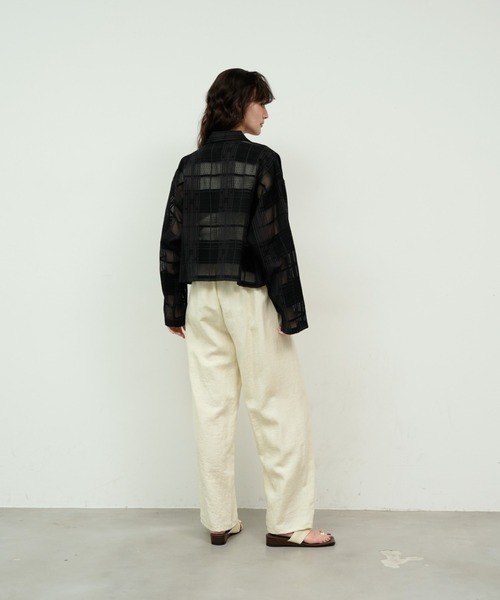 Lutim by u(ルチバイユー)の「See-through check cropped shirt / シースルーチェッククロップドシャツ(シャツ/ブラウス・レディース・ホワイト/ブラック・FREE)」の19枚目の写真