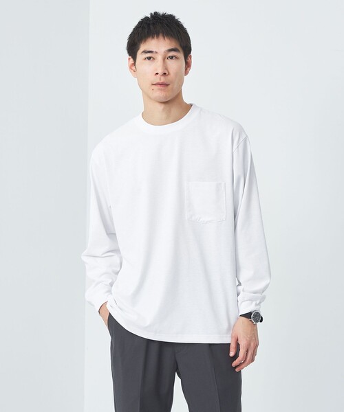 green label relaxing(グリーンレーベルリラクシング)の「ドライ ジャージ クルーネック Tシャツ -吸水速乾-(Tシャツ/カットソー・メンズ・ホワイト/オレンジ/ブラック・S/XXL/XL/L/M)」の9枚目の写真