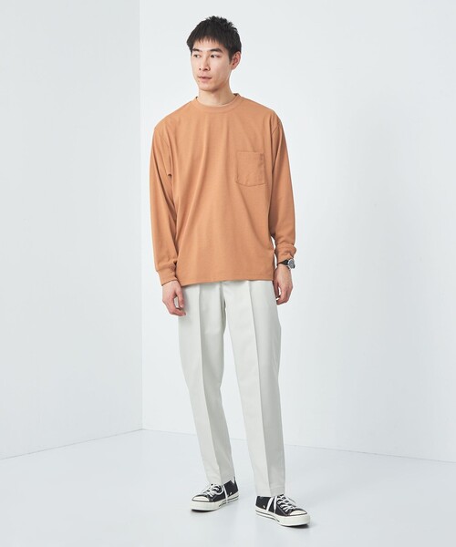 green label relaxing(グリーンレーベルリラクシング)の「ドライ ジャージ クルーネック Tシャツ -吸水速乾-(Tシャツ/カットソー・メンズ・ホワイト/オレンジ/ブラック・S/XXL/XL/L/M)」の7枚目の写真