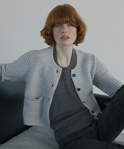 LE CIEL BLEU(ルシェルブルー)の「ワッフルニットジャケット / Waffle Knit Jacket(カーディガン/ボレロ・レディース・ライトグレー/ブラック/オフホワイト・36)」の16枚目の写真
