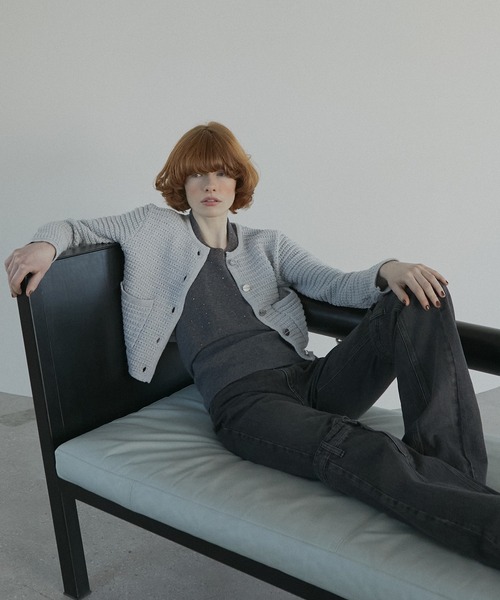 LE CIEL BLEU(ルシェルブルー)の「ワッフルニットジャケット / Waffle Knit Jacket(カーディガン/ボレロ・レディース・ライトグレー/ブラック/オフホワイト・36)」の17枚目の写真