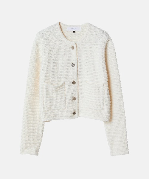 LE CIEL BLEU(ルシェルブルー)の「ワッフルニットジャケット / Waffle Knit Jacket(カーディガン/ボレロ・レディース・ライトグレー/ブラック/オフホワイト・36)」の21枚目の写真