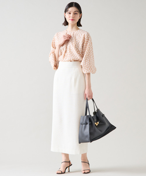 Tiara（ティアラ）の「ミニリボン付ロングタイトスカート（セットアップ可）（スカート・レディース・オフホワイト/キナリ/ブラック・2/3）」の7枚目の写真