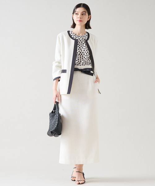 Tiara（ティアラ）の「ミニリボン付ロングタイトスカート（セットアップ可）（スカート・レディース・オフホワイト/キナリ/ブラック・2/3）」の9枚目の写真