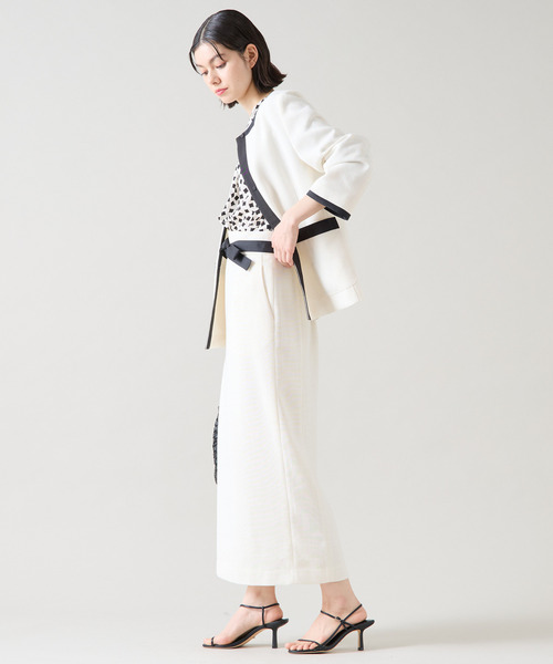 Tiara（ティアラ）の「ミニリボン付ロングタイトスカート（セットアップ可）（スカート・レディース・オフホワイト/キナリ/ブラック・2/3）」の12枚目の写真