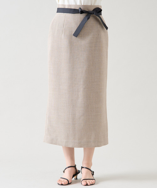 Tiara（ティアラ）の「ミニリボン付ロングタイトスカート（セットアップ可）（スカート・レディース・オフホワイト/キナリ/ブラック・2/3）」の19枚目の写真