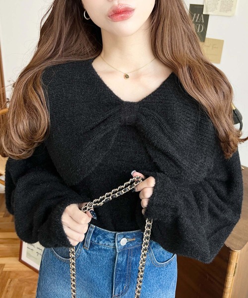 セール】ケープリボンシャギーニットプルオーバー（ニット/セーター