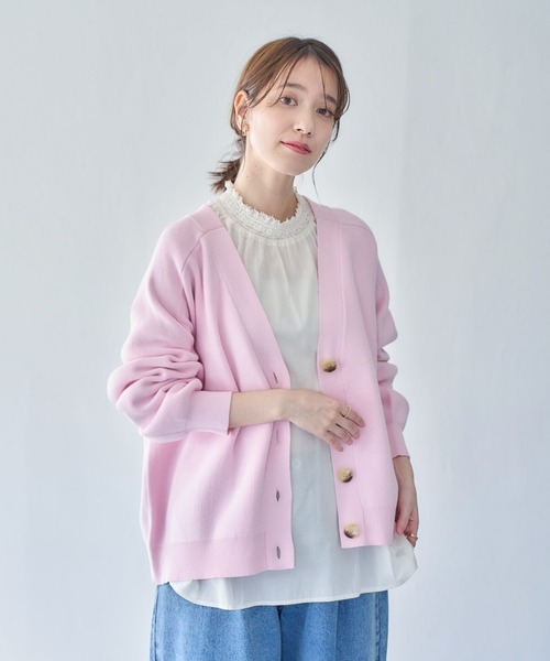 studio CLIP（スタディオクリップ）の「12ゲージVネックカーディガン（カーディガン/ボレロ・レディース・ライトブルー/ピンク/ネイビー・FREE）」の4枚目の写真