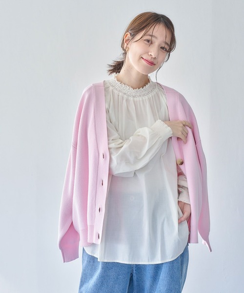studio CLIP（スタディオクリップ）の「12ゲージVネックカーディガン（カーディガン/ボレロ・レディース・ライトブルー/ピンク/ネイビー・FREE）」の5枚目の写真
