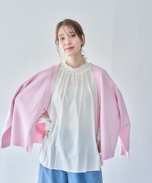 studio CLIP（スタディオクリップ）の「12ゲージVネックカーディガン（カーディガン/ボレロ・レディース・ライトブルー/ピンク/ネイビー・FREE）」の7枚目の写真