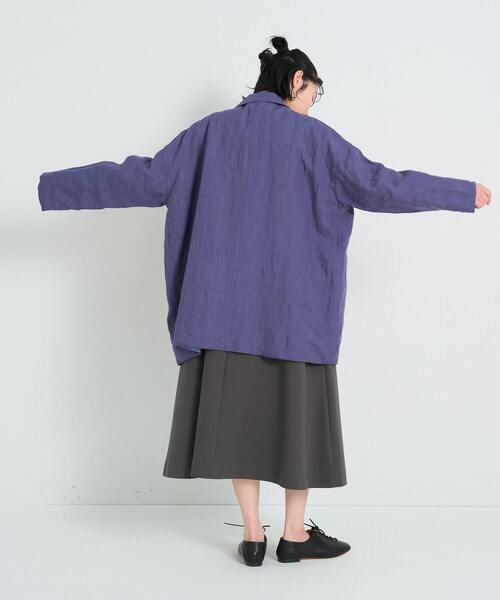 conges payes ADIEU TRISTESSE(コンジェ ペイエ アデュートリステス)の「リバーシブルバルカラーコート(ステンカラーコート・レディース・ネイビー/アイボリー・38)」の20枚目の写真