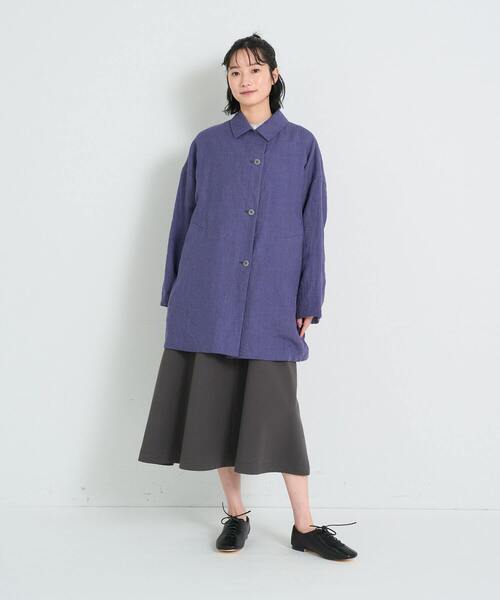 conges payes ADIEU TRISTESSE(コンジェ ペイエ アデュートリステス)の「リバーシブルバルカラーコート(ステンカラーコート・レディース・ネイビー/アイボリー・38)」の21枚目の写真