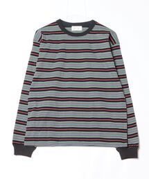 soglia (ソリア) | soglia OPEN END Multi border Long T (brown) | トップス Tシャツ シンプル SALE！40%OFF】soglia ソリア マルチボーダー ロングTシャツ