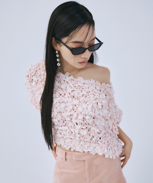 EIMY ISTOIRE（エイミーイストワール）の「テープヤーンハンドニット（ニット/セーター・レディース・ピンク/サックスブルー/ホワイト・F）」の11枚目の写真
