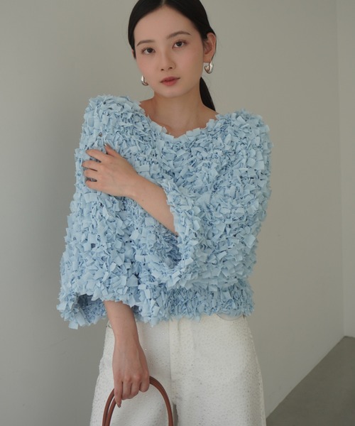 EIMY ISTOIRE（エイミーイストワール）の「テープヤーンハンドニット（ニット/セーター・レディース・ピンク/サックスブルー/ホワイト・F）」の21枚目の写真