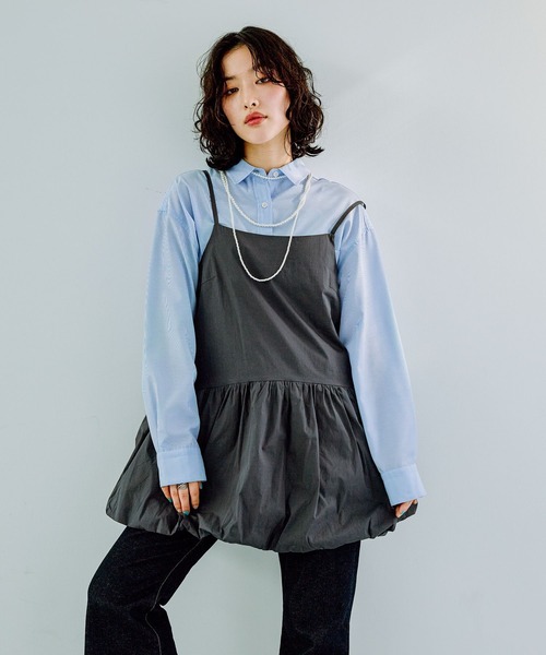 LEPSIM(レプシィム)の「バルーンキャミチュニック 242485(チュニック・レディース・ブラック/チャコールグレー・FREE)」の1枚目の写真