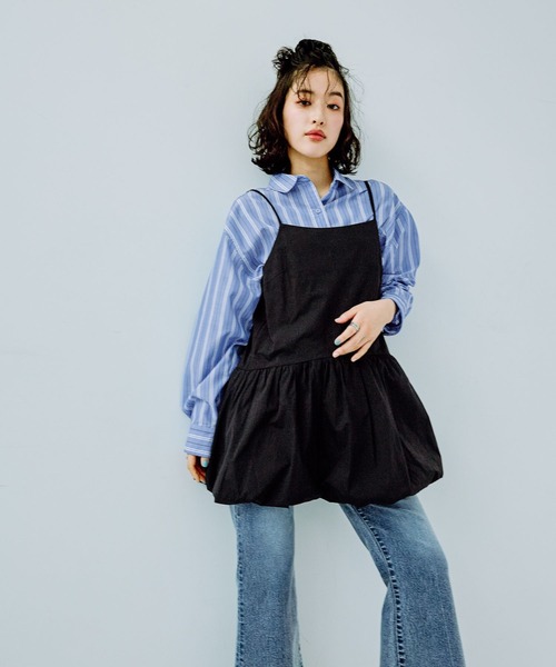 LEPSIM(レプシィム)の「バルーンキャミチュニック 242485(チュニック・レディース・ブラック/チャコールグレー・FREE)」の3枚目の写真