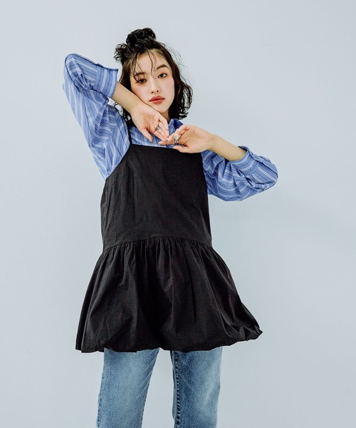 LEPSIM(レプシィム)の「バルーンキャミチュニック 242485(チュニック・レディース・ブラック/チャコールグレー・FREE)」の4枚目の写真