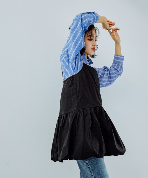 LEPSIM(レプシィム)の「バルーンキャミチュニック 242485(チュニック・レディース・ブラック/チャコールグレー・FREE)」の5枚目の写真