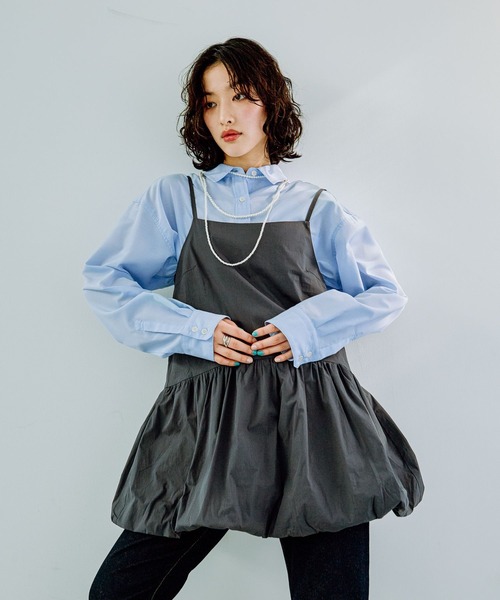 LEPSIM(レプシィム)の「バルーンキャミチュニック 242485(チュニック・レディース・ブラック/チャコールグレー・FREE)」の10枚目の写真